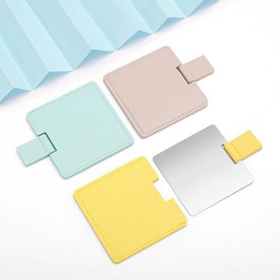 No Broken PU Protective Cover Women Girls Beauty Makeup Mirror Cosmetic Mirror Compact Pocket Mirror Stainless Steel Mirror