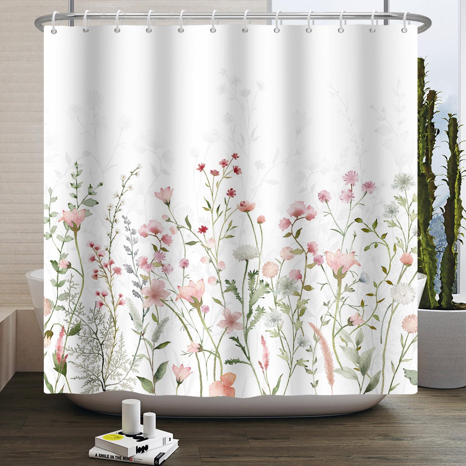 

Занавеска для ванной из ткани 180x180 Цветущий весенний сад Бохо Водонепроницаемые шторки для душа с крючками 90x180cm