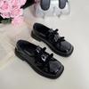 Bow Single Shoes 2025 Autumn New One-pedal Loafers Thick Soles Increase the Height of the British Style, Not Tired Feet Women's Shoes Low Heels