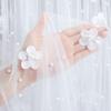 Elegant Flower Pearl Tablecloth Pearl Embellishments Romantic Tulle Fabric Tablecloth Decorative Semi-Transparent Table Runner