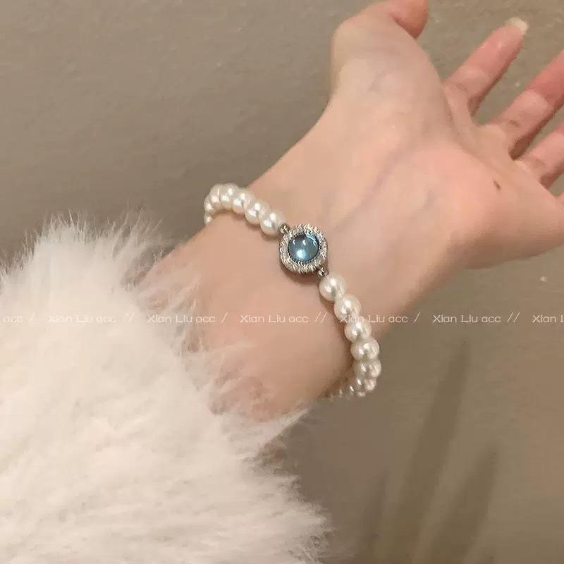 Super Immortal Ocean Wind Mermaid Bracelet Four Pack Mermaid Language Sea Blue Pearl Light Luxury Niche Exquisite Couple Bracelet
