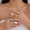 Design Sense Lava Metal Smooth Opening Ring Ring for Women's Niche Texture Geometric Curved Ring