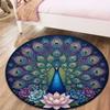 Retro Peacock Round Area Rug,Carpet Rug for Living Room Bedroom Sofa Playroom Decor,Non-slip Floor Mat112