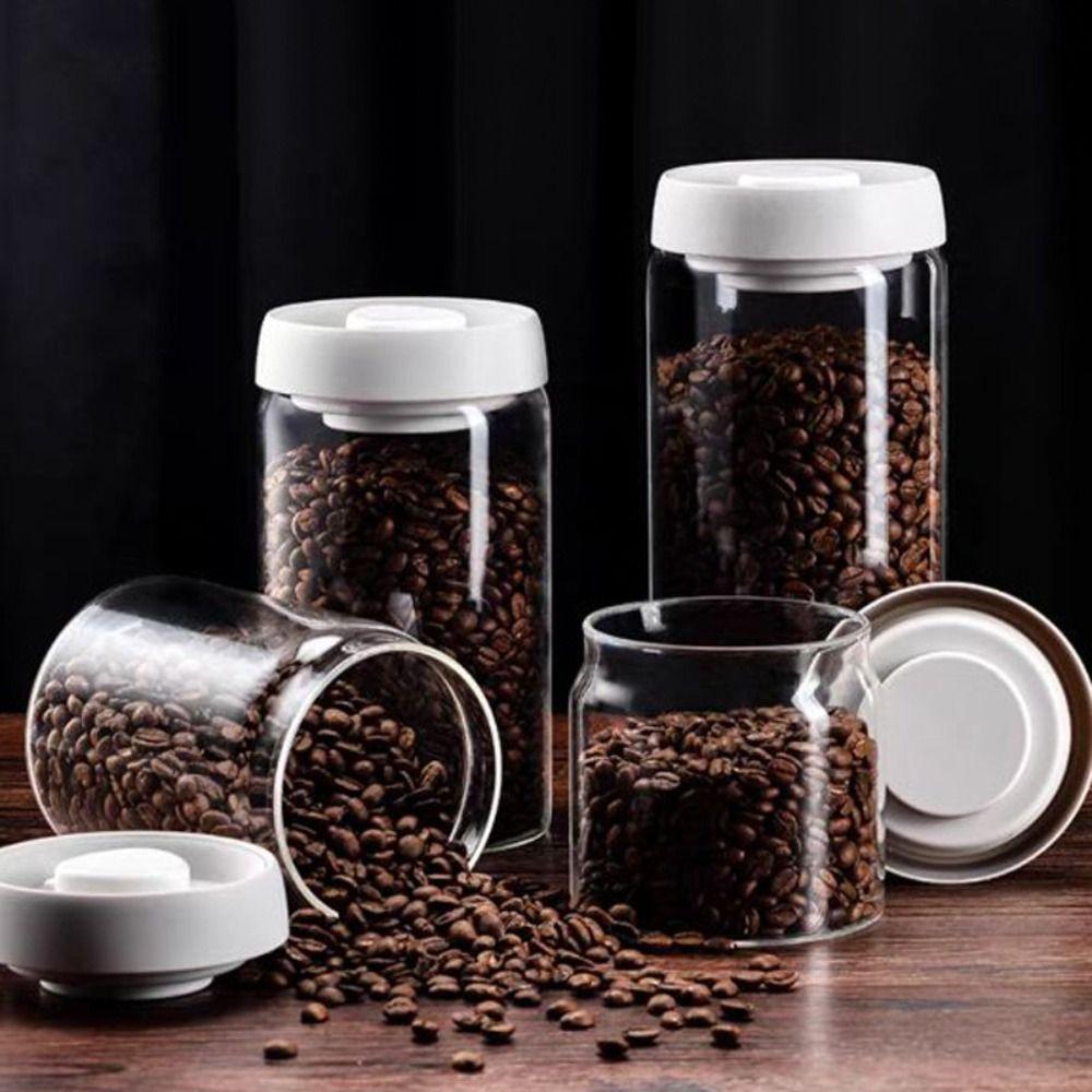 Airtight Kitchen Vacuum Sealed Glass Container Jar Coffee Beans Tank Tea Bottle Storage Organizer