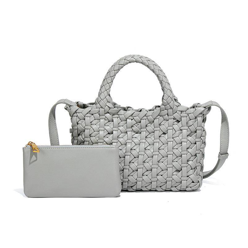 

Модная нишевая вязаная ручная сумка-корзина для овощей, сумка для мамы, простая универсальная мини-сумка-мессенджер однотонного цвета, повседневная наплечная сумка