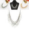 Square Multi Layer Modern Geometric Necklace With Metal Chain For Art Deco Look