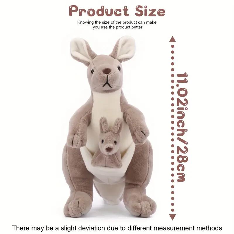 Adorable Simulation Kangaroo Plush Toys Soft Stuffed Animals Funny Mother Kangaroo and Baby Kangaroo for Kids Birthday Gifts