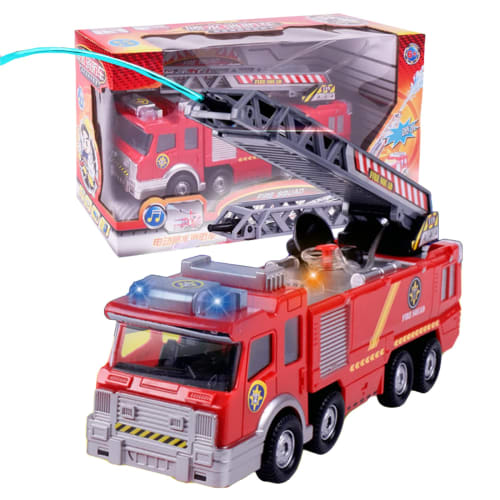 TOMMYFIELD Ladder Truck Fire Engine Toy with Siren Sound, Large Miniature Car