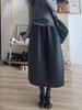 Korean Woolen Deep Gray Women's Skirt - 2025 Autumn/Winter Lazy Hip-Covering Style