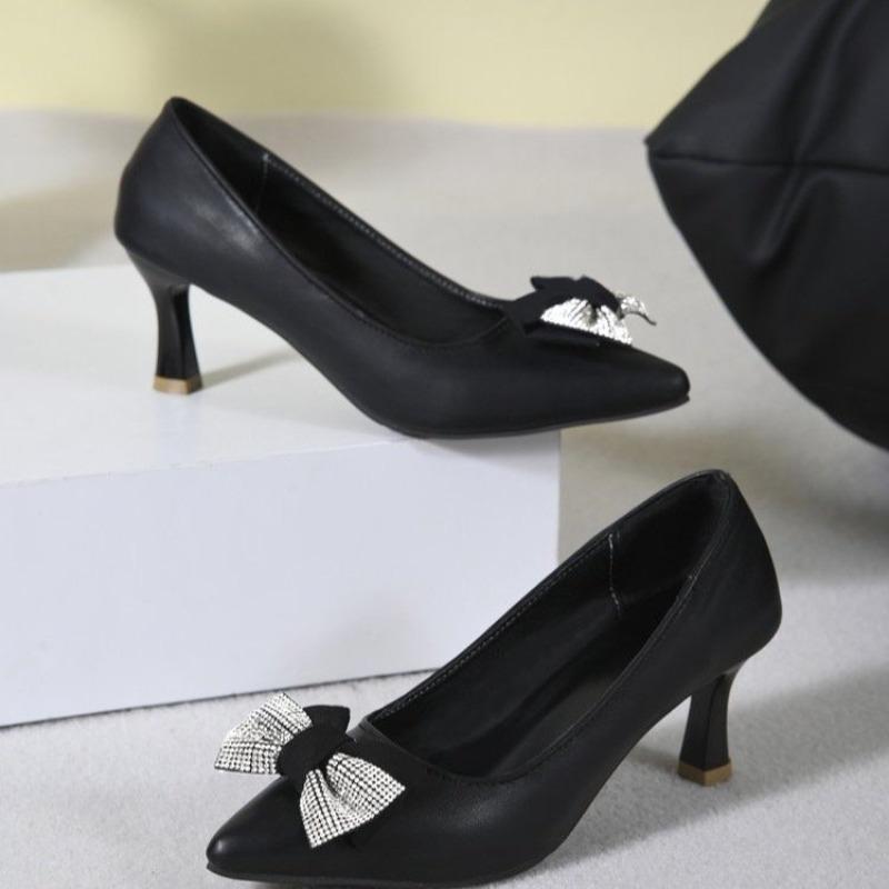 Fashion Shoes for Women 2025 Spring Slip On Women's Pumps Solid Color Pointed Toe Flock Sequins Shallow Mouth Full Quality High Heels