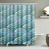 Modern Home Decor Shower Curtain Wavy Waves Pattern In Soft Blue Green Colors For Bathrooms Printed Waterproof Fabric Easy Insta