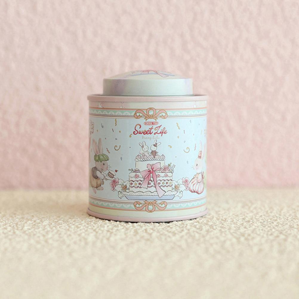 Cartoon Jellycat Rabbit Suitcase Storage Tin Candy Cookie Box Round Metal Jewelry Organizer For Wedding Birthday Party Gift Box