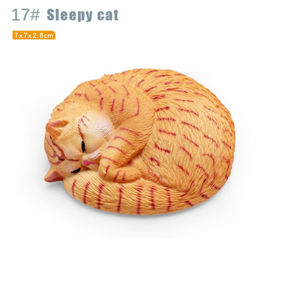 PVC Simulation Cat Model Devon Curly Cat Lifelike Cat Action Figures Sleepy Stretching Cat Simulation Pet Desktop Ornament