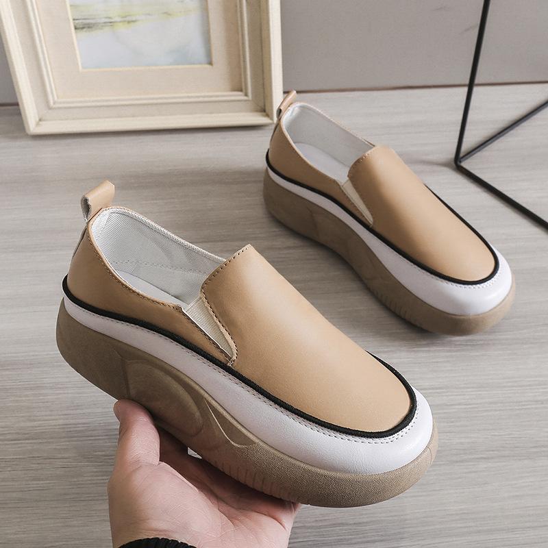 Women's Plus Size Sports Shoes Thick Sponge Cake Sole Solid Color Casual Single Shoes Round Headed Sneaker Shoes 35-44