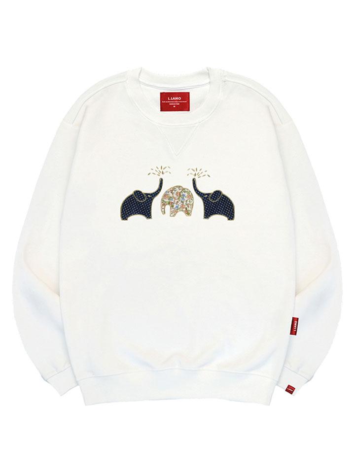 Ellamo Embossed Elephant Sweatshirt Unisex Plus Size S~4Xl (Type B)