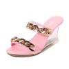 1098 Series Cm Heel Cm Platform Wedge Heel Slippers Shallow Women's Chain Simple Transparent Crystal Shoes LFD