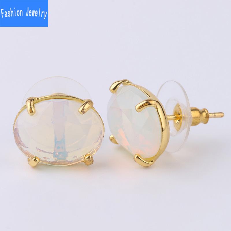 

Позолоченный комплект когтей с небольшими огранками из натурального кристаллического порошка, сверкающие кристаллы, серьги из полевого шпата, женские серьги opal