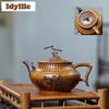 390ml Yixing Purple Clay Teapots Handmade Phoenix Pot Raw Ore Wood-fired Porcelain Mud Kettle With Strainer Zisha Tea Set Craft