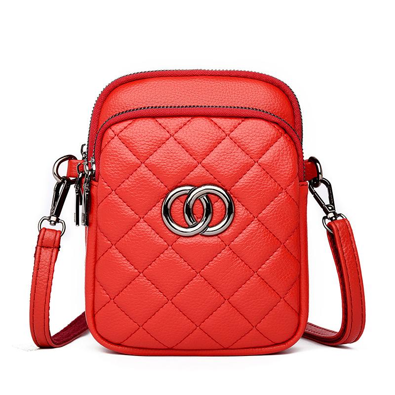 

Women s bag new vertical mobile phone bag fashionable rhombus embroidery thread shoulder messenger bag large discount красный