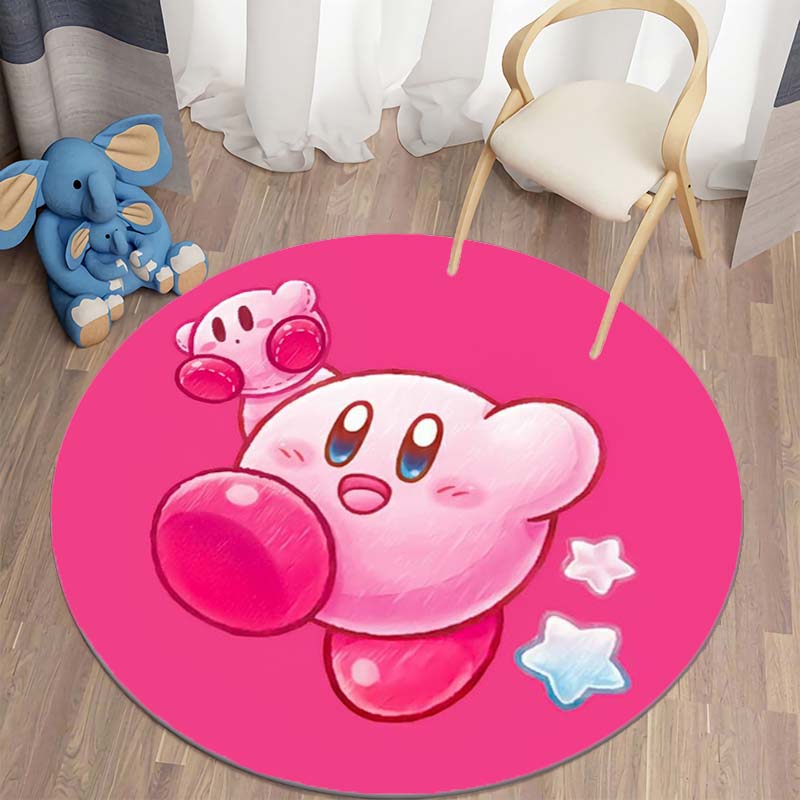 Cheap Kirbys Carpet Kawaii Cartoon Round Carpet Pink Anime Game Mat