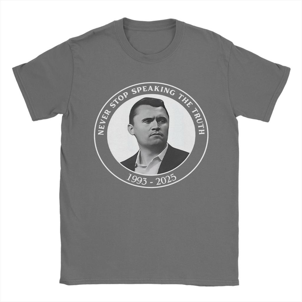 Men's T-Shirt Charlie Kirk Funny Pure Cotton Tees Short Sleeve  T Shirt Round Neck Clothes Graphic