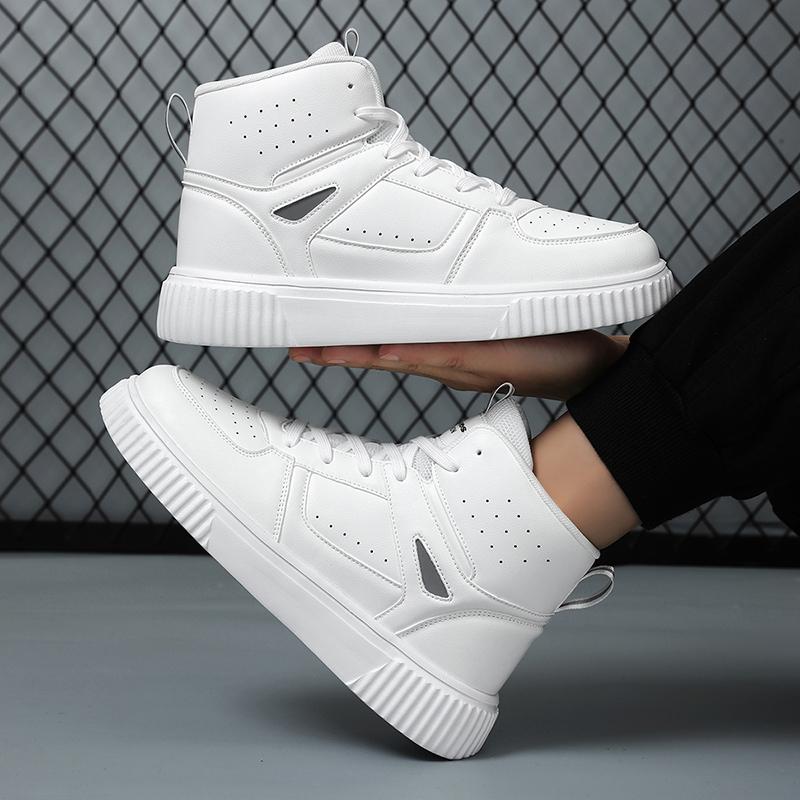 TUINANLE Men Women Black High Top Skateboarding Sneakers Breathable Light Casual Lace Up Sports Shoes Couple