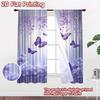 2D Flat Printing 2pcs Curtain Party Curtains Spring Purple Butterflies Digital Printed Polyester Drapes Seasonal Party & Holiday