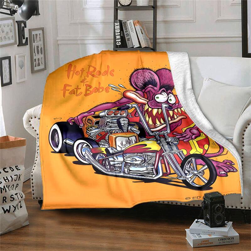 Rat Fink Power Flannel Blanket Soft All-Season Throw, Design for Camping, Car Travel, Hiking Sofa, Bed, Office Perfect Gift for Parties