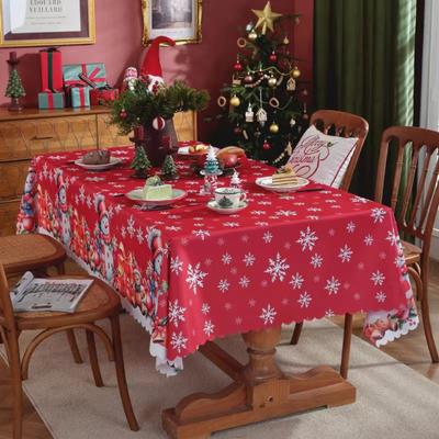 Festive Christmas Tablecloth Waterproof Oil Resistant Party Dining Table Cover Holiday Decor