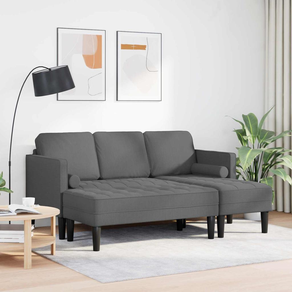 2 Piece Sofa Set with Cushions Dark Gray Polyester