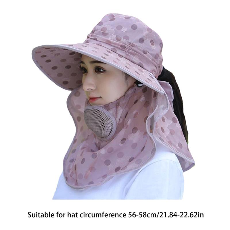 Sun Hat Woman Summer Women'S Uv Protection Cap Outdoor Travel Cycling Face Mask Hat Shawl Hats Windproof Removable Tea Picking
