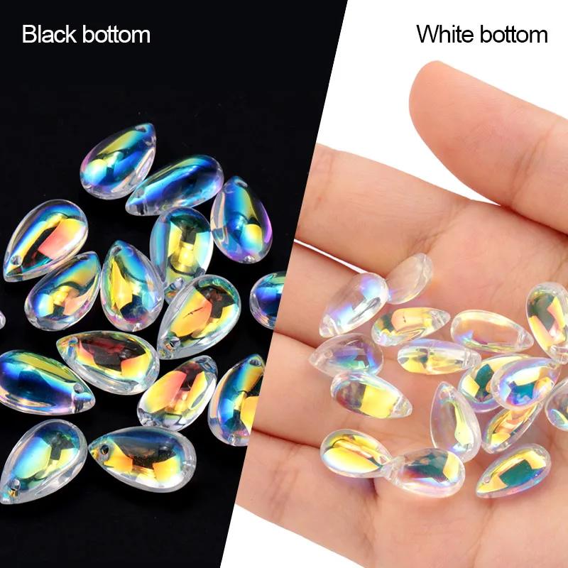 Best Quality 8x14mm Smooth Crystal Drop Beads Shiny Ab Glass Drop Beads Jewelry Beads for DIY Bracelet Necklace Making 28pcs/lot