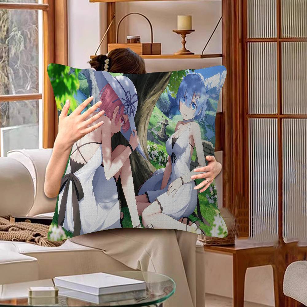 Anime Re Zero Rem Gaming Cushion Cover Pillowcase Upholstery Sofa Throw Pillow Home Decor Pillowcas