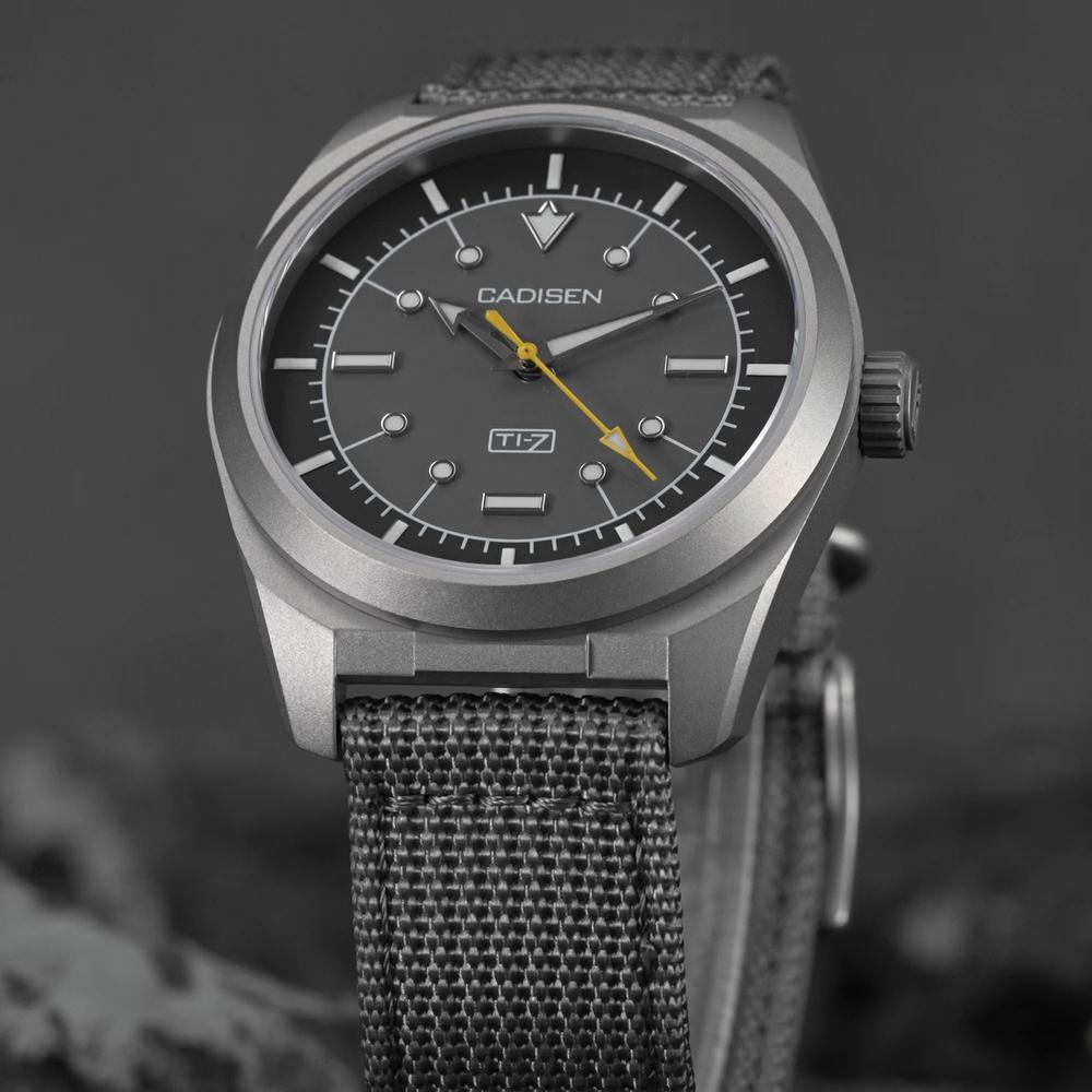 CADISEN TI-7 Autodyne Titanium Steel Automatic Mechanical Canvas Wristwatch Japan MIYOTA 8215 100M Waterproof Gift Man Watches