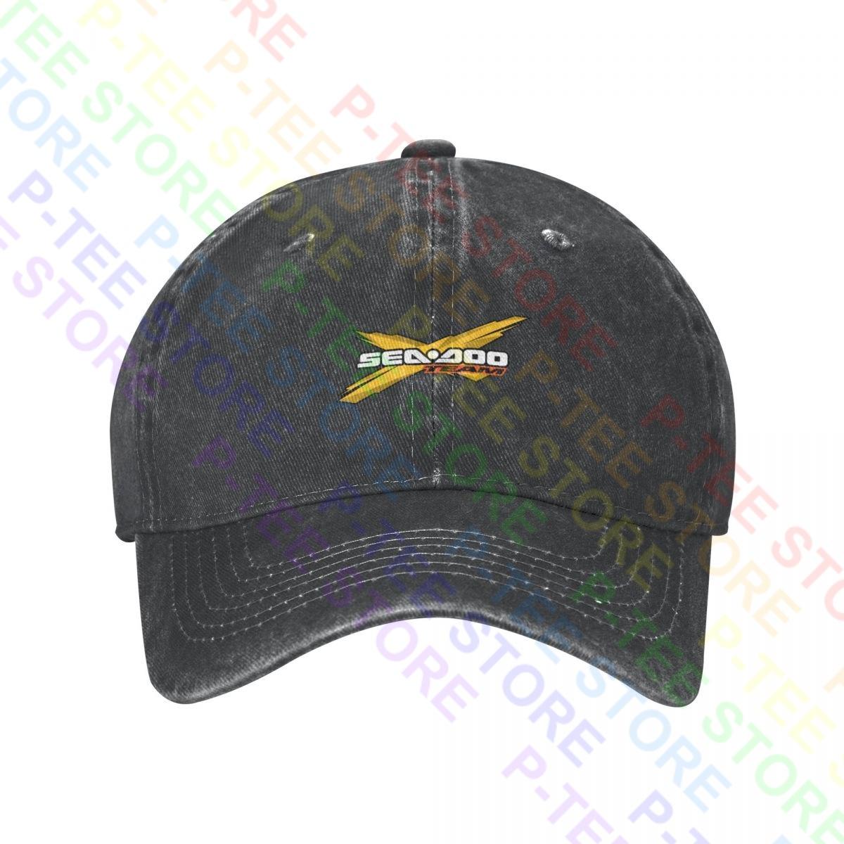 

Sea Doo Can Am Brp X Team Logo Washed Denim Baseball Cap Trucker Hats Rare All-Match