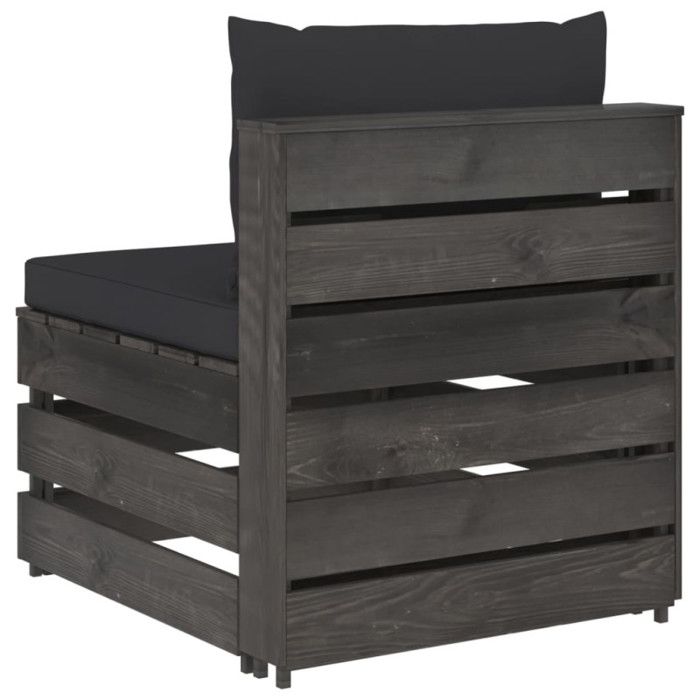 Canapé d'angle Sectionnel - VIDAXL - Bois Imprégné - Noir et Gris - Réversible - Fixe