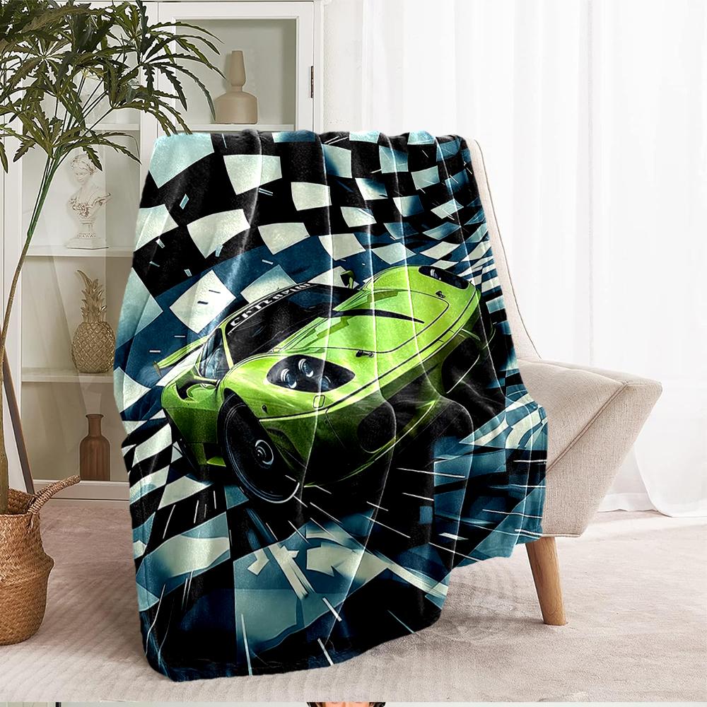 Racing Theme Printed Blanket - Perfect for Couch, Bed, Travel & Outdoor Use | Machine Washable, Cozy & Durable.