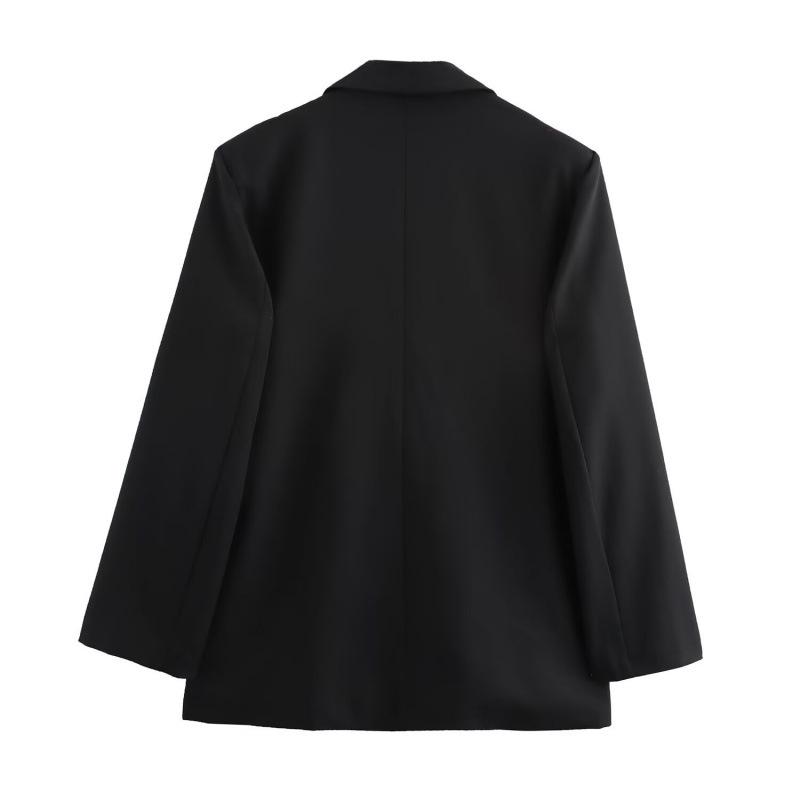 European & American Style Women's Double-Layer Lapel Double-Breasted Oversized Suit Jacket - Winter Collection