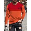 Spring and Autumn Round Neck 3D King Pattern Color Block Printed Top Fashionable Casual Long Sleeved Men's T-shirts