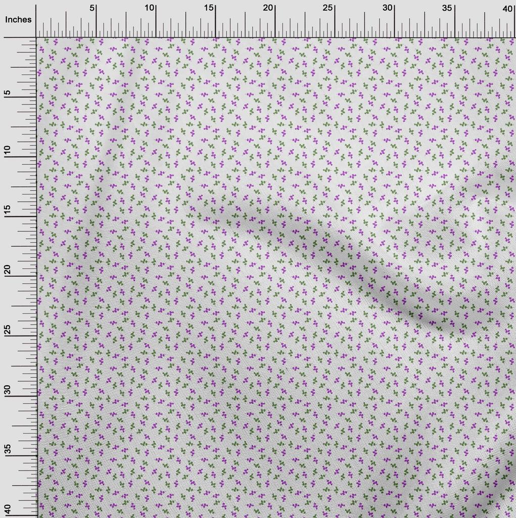oneOone Cotton Flex Green & Purple Fabric Floral Sewing Material Print Fabric By The Yard 40 Inch