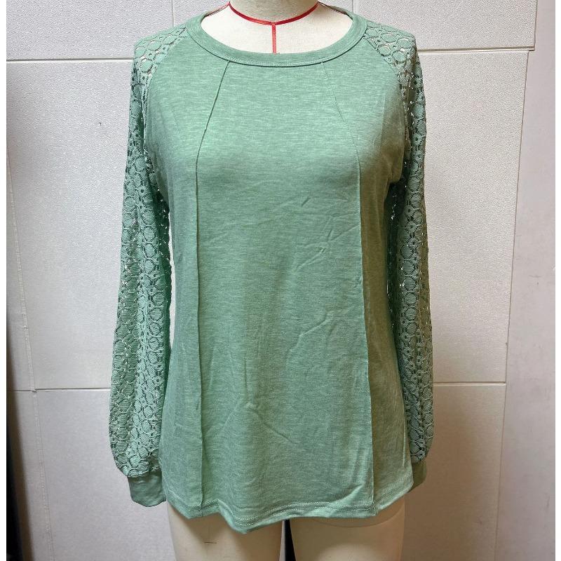 Women's Spring Autumn Patchwork Round Neck Long Sleeve Loose T-Shirt Casual Top