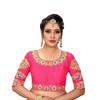 Vihu Fashion Womens Silk Floral Half Sleeve Regular Blouse (VF Rakhi Pink 38
