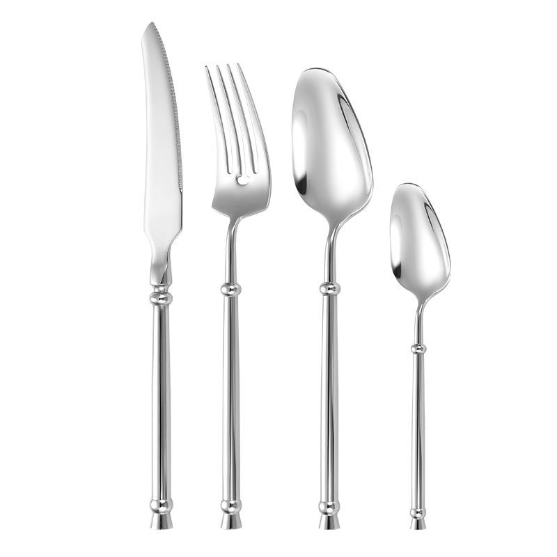 Elegant 304 Stainless Steel European Cutlery Set: Thickened Steak Knife, Fork, and Spoon for Hotel, Restaurant, or Home Use.