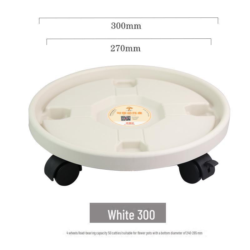 Universal Rolling Tray: Thickened Round Plastic Base with Removable Support for Potted Plants