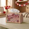 1pc Sweet Valentine Quote Tissue Box - Love &  Floral Design, Holiday Party & Home Decor, 17.02x25.91 Cm, Valentine Decorations, Suitable for Daily Us