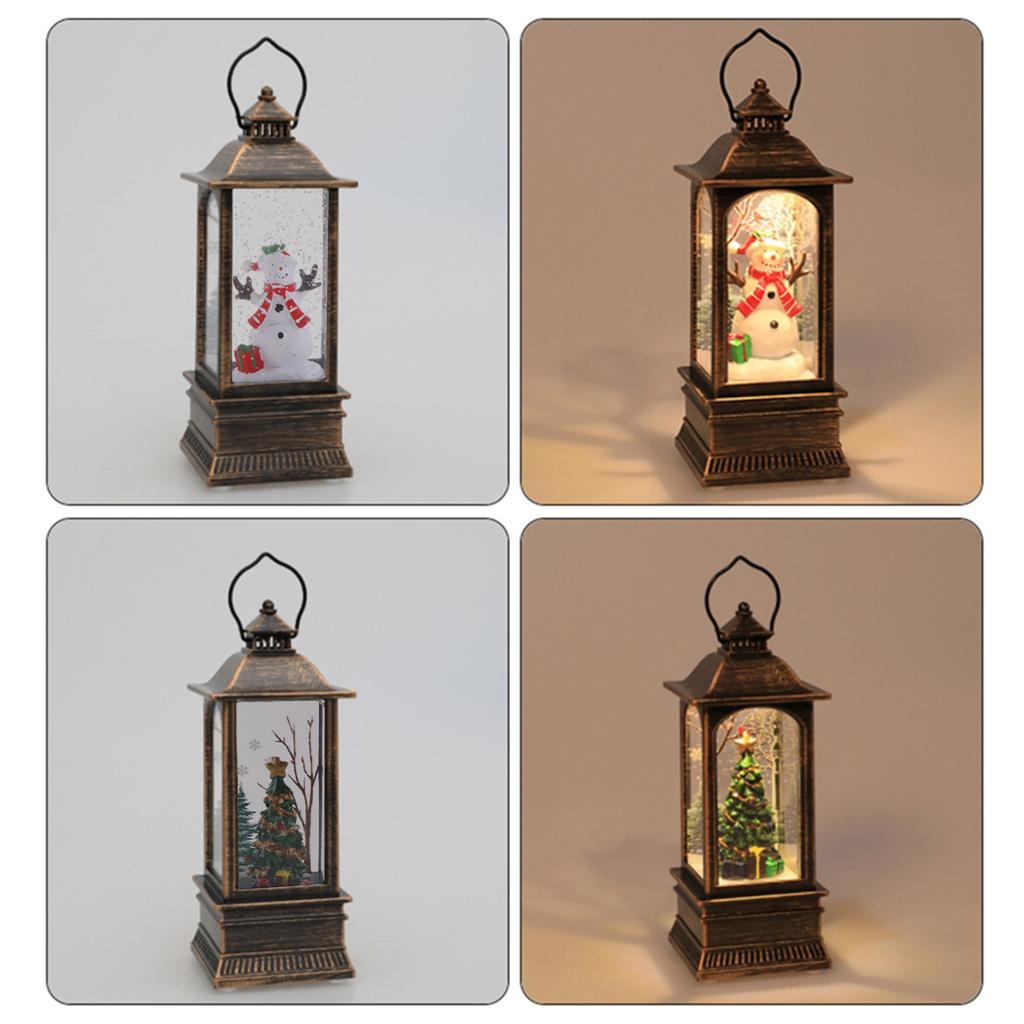 LED Night Light Christmas Decoration Glittering Lantern Santa-Claus/Xmas Tree/Snowman/Angel Lamp Holiday Table Ornament