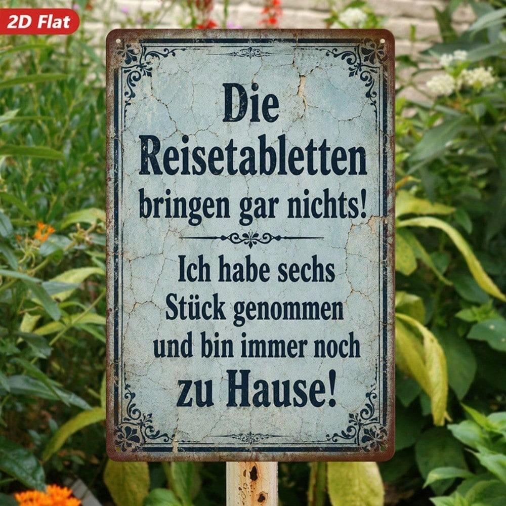 1PC Vintage German Quote Metal Sign,2D Flat Durable Windproof Iron Plaque with Safe Round Edge,Retro Hanging Wall Decor