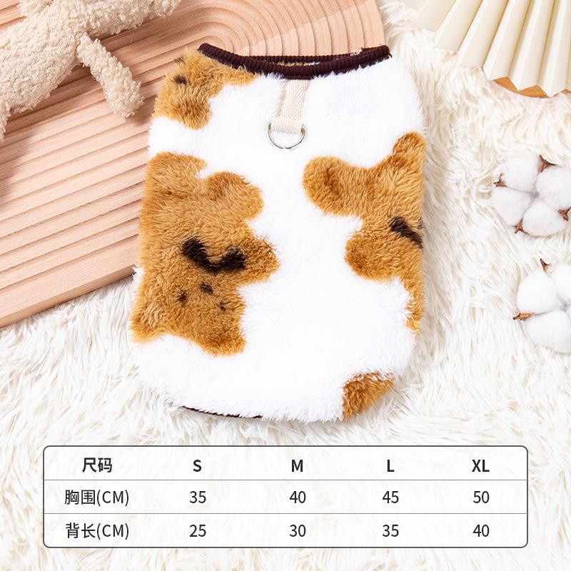 Autumn and Winter Velvet Warm Pet Dog Dog Clothes Teddy Bigbear Pomeranian Schnauzer Cat Tractable Sweater