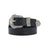 Trendy Unisex Retro Black Patterned Leather Belt