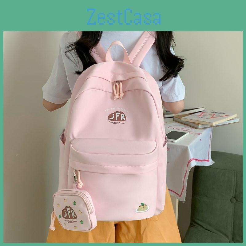 Simple Printed Letter Student Backpack With Coin Purse For Activities Casual